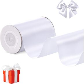 Ivory Satin Ribbon 4" Wide Double-Faced Ribbon Solid Color Thick Fabric Ribbon for Gift Wrapping Wedding Decor Chair Sash Flower Bouquet Sewing Bows Making Crafts-10 Yards