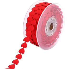 MRSRIBBON 5/8" Love Heart Ribbon for Crafts - 20 Meters/1 roll Red Embossing Ribbon with Hearts for Valentine’s Day Gift Wrapping, Home Decor Red