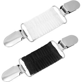 Dress Clips Back Cinch Clips 2PCS Sweater Clips Shawl Clips for Women Retro Cardigan Collar Clips Clothing Dress Clips for Fitting (Black + White)