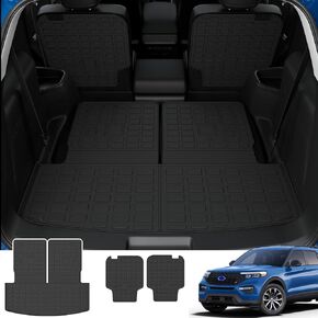 xipoqix TPE Vehicle Mat - Cargo Liner & Backrest Mat for 2020-2024 Ford Explorer, Compatible with 6&7 Seats, Protects Car from Scratches & Keeps Items Secure (25.98x20.67x1.18 inches)