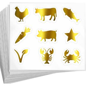 50 Sheets（450 pcs） Meal Choice Stickers,Meal Selection Stickers for Place Cards,Chicken/Beef/Fish/Etc. (Black)