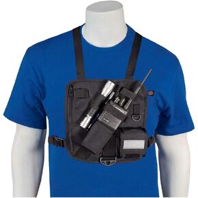 HOLSTERGUY RCH-201S (Solid) Radio Chest Harness Shoulder Radio Holster Adjustable Chest Pack for Motorola ICOM Vertex Two-Way radios and walkie talkies Handmade in USA