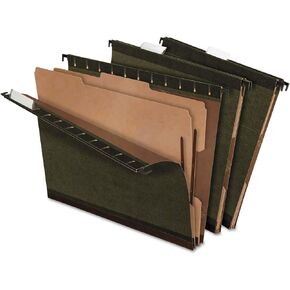 Pendaflex PFX59254 SureHook Reinforced Hanging Folder, 2 Dividers, Letter, 1/5 Tab, Green (Box of 10)