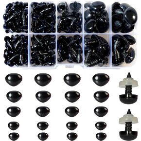 Zhbrchz 280pcs Plastic Safety Noses 5 Sizes Black Craft Triangle Nose with Washers for Amigurumi Crochet Bears Dog Stuffed Animals Doll Making