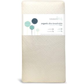 Naturepedic Organic Crib Mattress, 2-Stage Natural Mattress with Breathable Crib Mattress Pad, Waterproof, Non-Toxic, Standard Crib Size