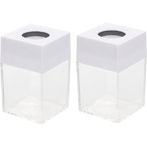 2Pcs Paper Clip Dispenser Paperclip Magnetic Holder Small Clip Dispenser with Magnetic Top for Office ( White )