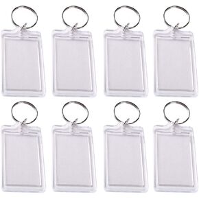 10Pcs Clear Rectangle Acrylic Photo Frame Snap-in Blank Keychain Double Sided Custom Personalised Photo Insert Picture Frame Keyring Holder (1.1 x 1.7 in)