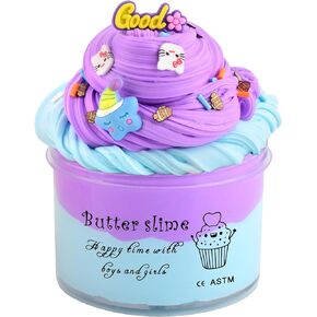 Newest Two-Toned Scented Slime,5.5 oz.Smooth Slime,Grape Scented,2 Fun Slime Charms Add Ins,Pre-Made Slime for Kids,Great 6 Year Old Toys,Super Soft Sludge Toy