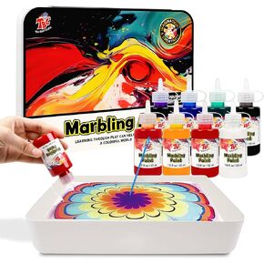 TBC The Best Crafts 32pcs Marbling Kit For Kids Value Bundle Marble Art Pack 8 Marbling Inks(53ml Each) Painting on Water in Kuwait