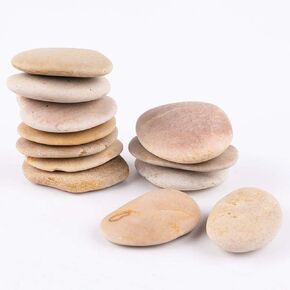 ROCKIMPACT 16 Painting Rocks Beige Color Oval Stones Natural River Rocks Smooth Surface for Painting Art Stone Kindness Rocks Art Stones Arts and Crafts Wholesale (16 Stones, Approx 2-1/2 inches)