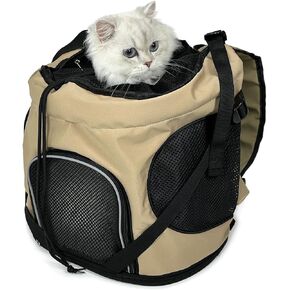 Pet Carrier Backpack for Cats Dogs, Portable Dog Travel Carrier, Breathable Kitten Backpack Soft-Sided Carriers, Airline Approved Cat Carrier Ideal for Hiking Camping Outdoor (Light Khaki) in Kuwait