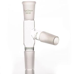 FunChem 75 Degree Bent Distillation Adapter, Borosilicate Glass Laboratory Adapter with 24/40 Inner Joints, Lab Glassware