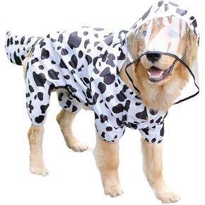 HDKUW Large Dog Raincoat with Leash Hole, Full Coverage Slicker Dog Rain Coat Hoodie, Animal Shape Waterproof Jacket for Small Medium Large Dogs Dinosaur 7XL