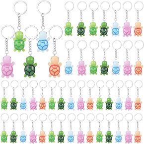 Huquary 50 Pcs Multicolor Mini Turtle Keychain Bulk Party Favors Tiny Turtles Resin Figures Handbag Pendant Sea Turtle Figurine Charms Students Classroom Prize Boys Girls Birthday Party Supplies