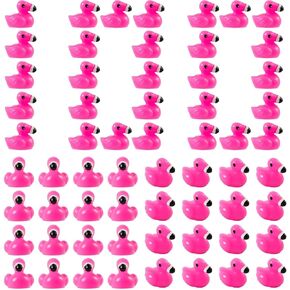 100pcs Mini Flamingo Resin Ducks, Rose Red Resin Animals Cute Tiny Flamingo Aquarium Ornaments Figurines Decor Party Favors & Decorations Pink Bird Toy Bulk for Dollhouse Cake Home Garden DIY Craft