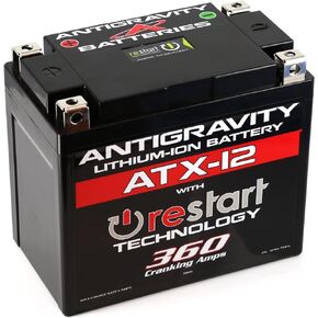 Antigravity ATX12 Performance Lithium Motorcycle Powersport Battery wth Built In Jump Starting, 6.1Ah. Replaces YTX12, YTX14, Honda, Yamaha, Kawasaki, Generators