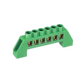 MECCANIXITY Terminal Grounding Bar Screw Block Barrier Brass Strip 10 Positions Green for Electrical Distribution