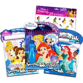 Disney Princess Imagine Ink Activity Book Set -- 3 Magic Disney Princess Coloring Books for Girls Kids Toddlers with Invisible Ink Pens, Stickers, Games, Puzzles, Mazes and More