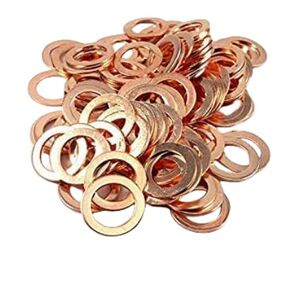 LUOQIUFA M10 Flat Washer Copper Sealing Ring, Inner Diameter 10mm, Outer Diameter 14mm, Thickness 1.5mm, Metric Sealing Washer, 60 Pieces
