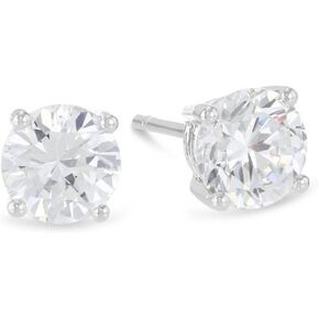 1.5 Carat Ideal Cut Diamond Stud Earrings 18K White Gold Round Brilliant Shape 4 Prong Push Back (J-K Color, SI2-I1 Clarity)