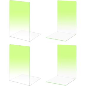 Honagu Book Ends, Acrylic Bookends, Clear Book Ends for Shelves, Desk Book Organizer, Book Holder Stand Decorative for Heavy Books, CDs, Video Games (2 Pair/4 Pieces, Gradient Pink)