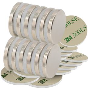 Magnetpro 12 Piece Disc Magnets, 25 mm Diameter x 3 mm Thick Magnet with Self Adhesive Tape (6 KG Pull Force Each)