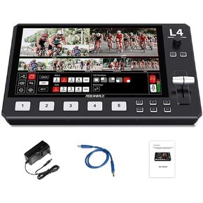 Feelworld L4 Switcher 10.1 Inch Touch Screen Multi-Camera Video Mixer Switcher,4 x HDMI&SDI&Audio Input/Output,App/PTZ Control,USB3.0 Fast Streaming,Built-in Cooler,13 Transitions