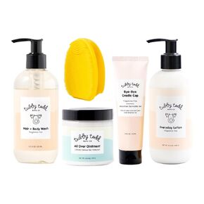 Tubby Todd Baby Cradle Cap Solution for Sensitive Skin - The Bye-Bye Cradle Cap Kit - Cradle Cap Gel, Shampoo + Body Wash, Lotion, All Over Ointment, & Cradle Cap Brush - Standard Size Fragrance-Free in Kuwait