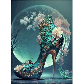 Stalente Diamond Painting Kits for Adults, 5D DIY Diamond Art Kits for Beginners Round Full Drill Diamond Painting for Home Wall Decoration Gift 12×16inch, High Heel