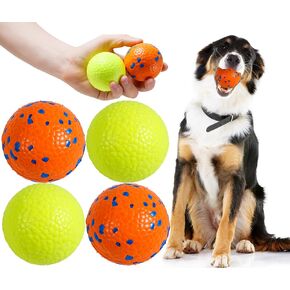 susu & wuwu Durable Dog Chew Balls for Aggressive Chewers - Interactive Toy for Dental Health Benefits - Indestructible Dog Tennis Balls (4 Balls) (3inch-4pack)