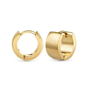 WANTED PIECES 14K Real Gold Plated Small Chunky Thick Hoop Earrings Minimalist Gold Earrings for Women and Girls - Jewelry for Women