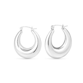 WANTED PIECES 925 Sterling Silver Plated Chunky Hoop Earrings, Silver Earrings for Women and Girls, Women Jewelry