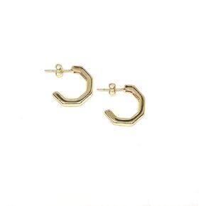 14K Yellow Gold Plated Hoop Earrings | Small Chunky Thick Geometric Octagonal | Give Grace Designs Co