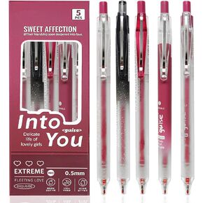 Red Pens, 5Pcs 0.5mm Red Ink Pens Fine Point Smooth Writing Pens, Retractable Gel Pens for Journaling Note Taking, Fun Office School Supplies Gifts for Women Kids (Modern, Red)