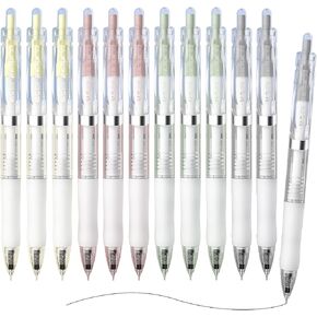 M&G 12 Pcs Gel Pens, 0.5mm Retractable Fine Point Gel Pens, Black Ink Rollerball Pens with 4 Colors Pen Holder, Quick Drying Gel Pens Smooth Writing for Note Taking Office School Women Men