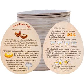 250 Pcs PREMIUM Fresh Farm Egg Handling Instruction Cards - 2.7 X 3.5 Inches - Egg Stamps For Eggs Care Egg Cartons Cheap Bulk - Egg Stamps For Fresh Eggs For Egg Cartons Reusable - Eggs Shape Style