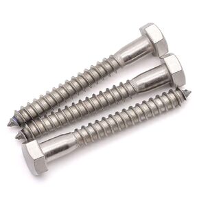 M10 x 40mm Hex Lag Screws, 304 Stainless Steel 18-8, Partial Thread Coverage, 10 pcs