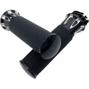 1" Motorcycle Handlebar Grips Bar Grip 24.5mm 26mm Thruster Grip Harley-Davidson FX XG XLH FXDWG VRSCAW by D1M (Chrome)