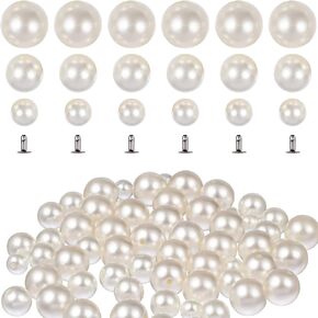 COHEALI Pearl Earrings Studs 150 Pairs Pearl Rivet Studs Mix Size Faux Pearls Rivets for Leather Clothes Bags Bridal Veils DIY Decoration Pearl Stud Earrings