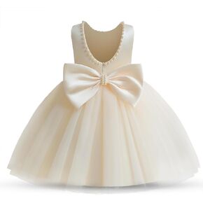 HNXDYY Toddler Girls Dresses Baby Girl Tutu Dress Princess Beaded Birthday Dress #2029-C Champagne 3-4 Years