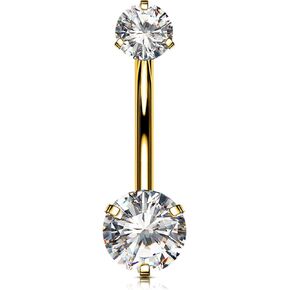 OUFER Belly Button Rings, G23 Solid Titanium Belly Rings, Clear CZ Navel Piercing Jewelry, Internally Threaded Belly Piercing Jewelry for Women