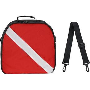 JUSTOOP Scuba Regulator Bag, Diving Regulator Protective Bags with Double Lockable Zippers Carry on Bag for Dive regulator with Adjustable Shoulder Strap, Diving Flag Pattern Design