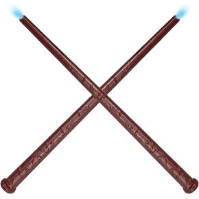 Light Up Magic Wizard Wands Sound Illuminating Toy Wand for Kids Girls Boys Party Halloween Birthday Gifts Cosplay Costume Accessory Favors 2 Piece Brown