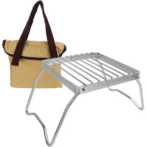 شواية نار المخيمات القابلة للطي من VTOSEN، رف طبخ نار المخيم من الفولاذ المقاوم للصدأ، رف شبكي لموقد التخييم قابل للطي مع حقيبة، معدات طبخ متعددة الاستخدامات للشواء والنزهة والتخييم وحقائب الظهر in Kuwait