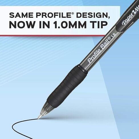 Paper Mate Ballpoint Pens, Profile Retractable Pens, Medium Point (1.0mm), Black, 12 Count in Saudi Arabia