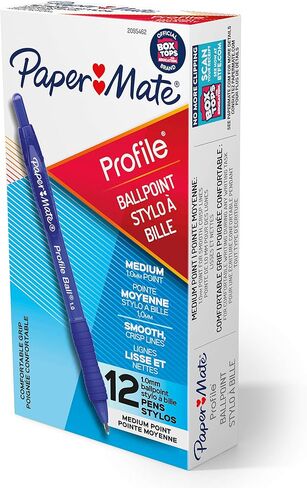 Paper Mate Ballpoint Pens, Profile Retractable Pens, Medium Point (1.0mm), Black, 12 Count in Saudi Arabia