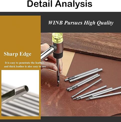 WINB Leather Hole Punch, Leather Punch 6-pcs Round Steel Leather Craft Hollow Hole Punch 1/8“-5/16" for Leather Belt Watch Band Gasket in Saudi Arabia