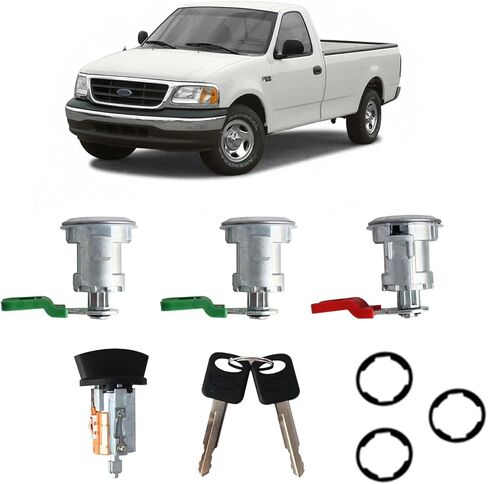 Eterpace Ignition Switch Cylinder & Door Lock Cylinder, Compatible with Ford Explorer Sport Trac/F150/F250/F350 1997-2004, Replace# LC6177 + DL5885 + 322347 + 597638(No Chip) in Kuwait