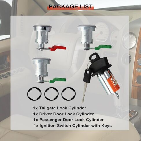 Eterpace Ignition Switch Cylinder & Door Lock Cylinder, Compatible with Ford Explorer Sport Trac/F150/F250/F350 1997-2004, Replace# LC6177 + DL5885 + 322347 + 597638(No Chip) in Kuwait