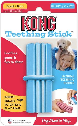 KONG Puppy Teething Stick - Soft Teething Stick for Growing Puppies - Teeth Cleaning Dog Toy - Chew Toy for Puppies with Ridges - Natural Rubber Toy Perfect for Snacks & Treats - for Small Puppies in Saudi Arabia
